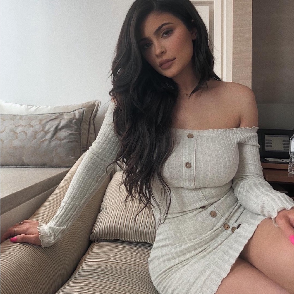 Off shoulder sweater dress